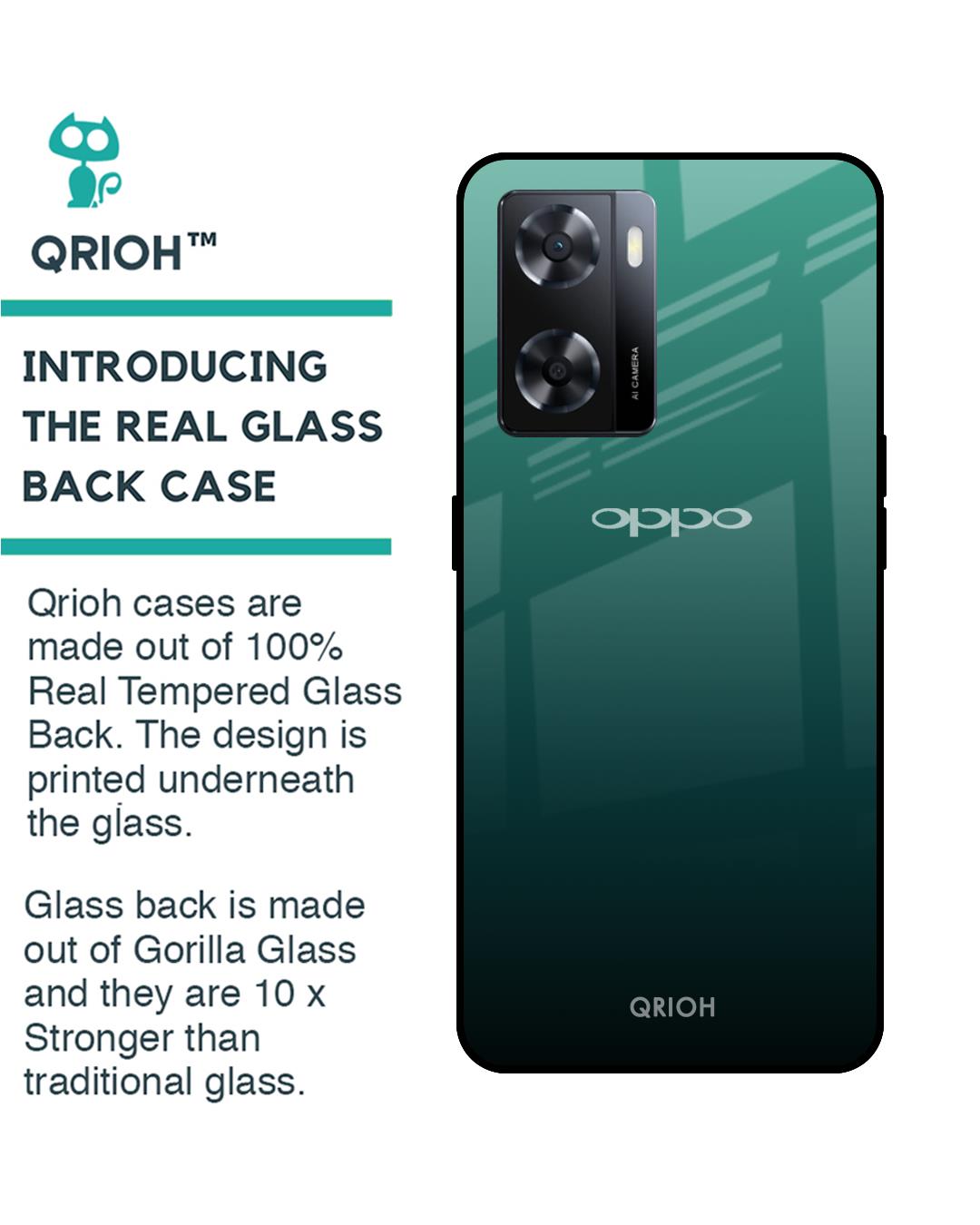 Shop Palm Green Premium Glass Case for OPPO A77s (Shock Proof,Scratch Resistant)-Back