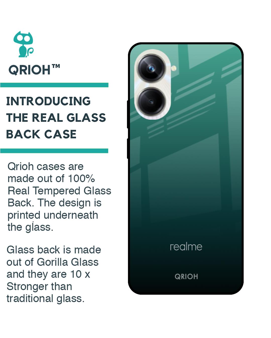 Shop Palm Green Premium Glass Case for Realme 10 Pro 5G (Shock Proof,Scratch Resistant)-Back