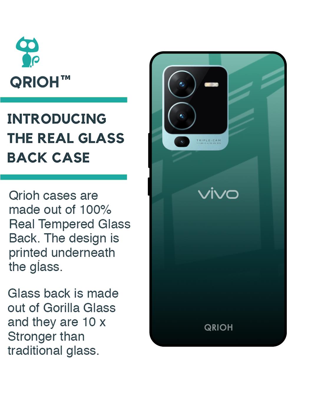 Shop Palm Green Premium Glass Case for Vivo V25 Pro (Shock Proof,Scratch Resistant)-Back