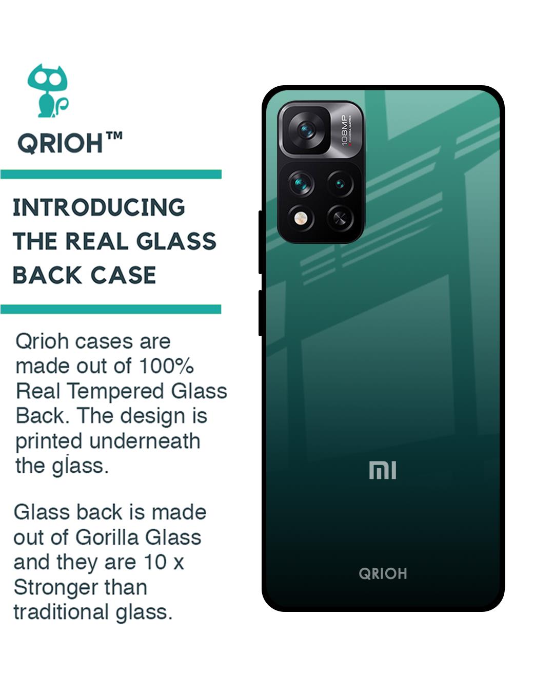 Shop Palm Green Premium Glass Cover For Mi 11i HyperCharge (Impact Resistant, Matte Finish)-Back