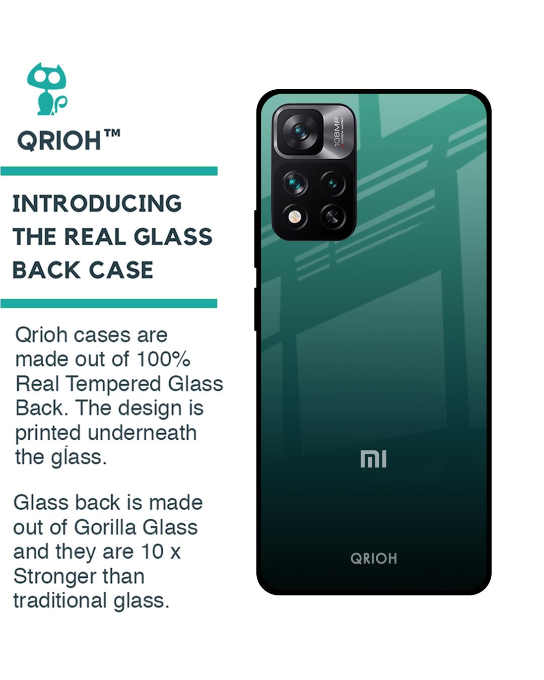 Shop Palm Green Premium Glass Cover For Mi 11i (Impact Resistant, Matte Finish)-Back