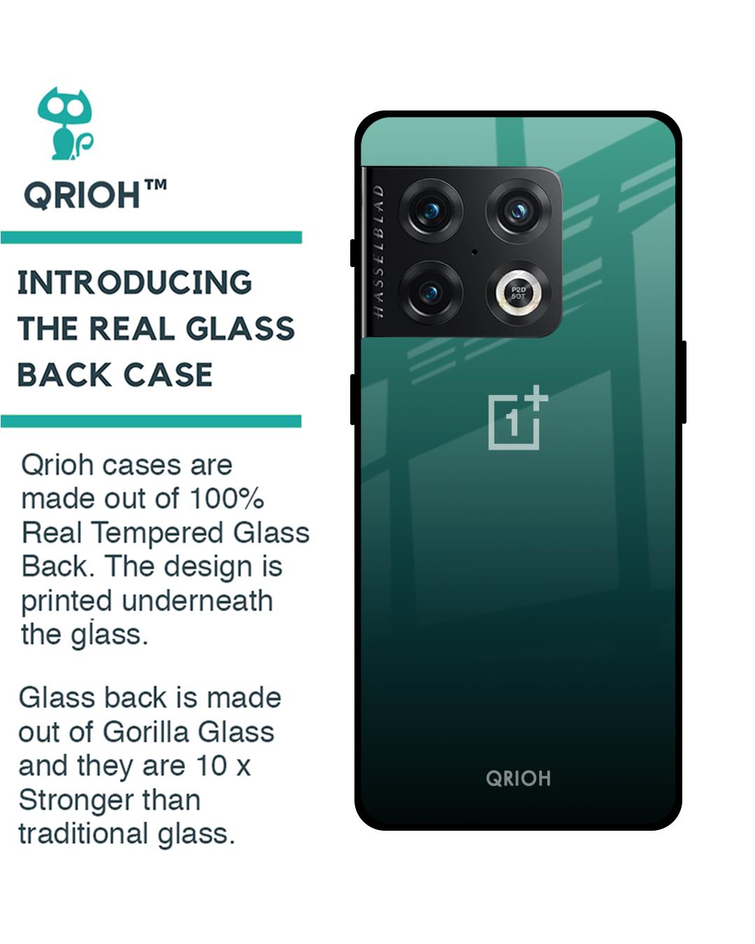Shop Palm Green Premium Glass Cover For OnePlus 10 Pro 5G (Impact Resistant, Matte Finish)-Back