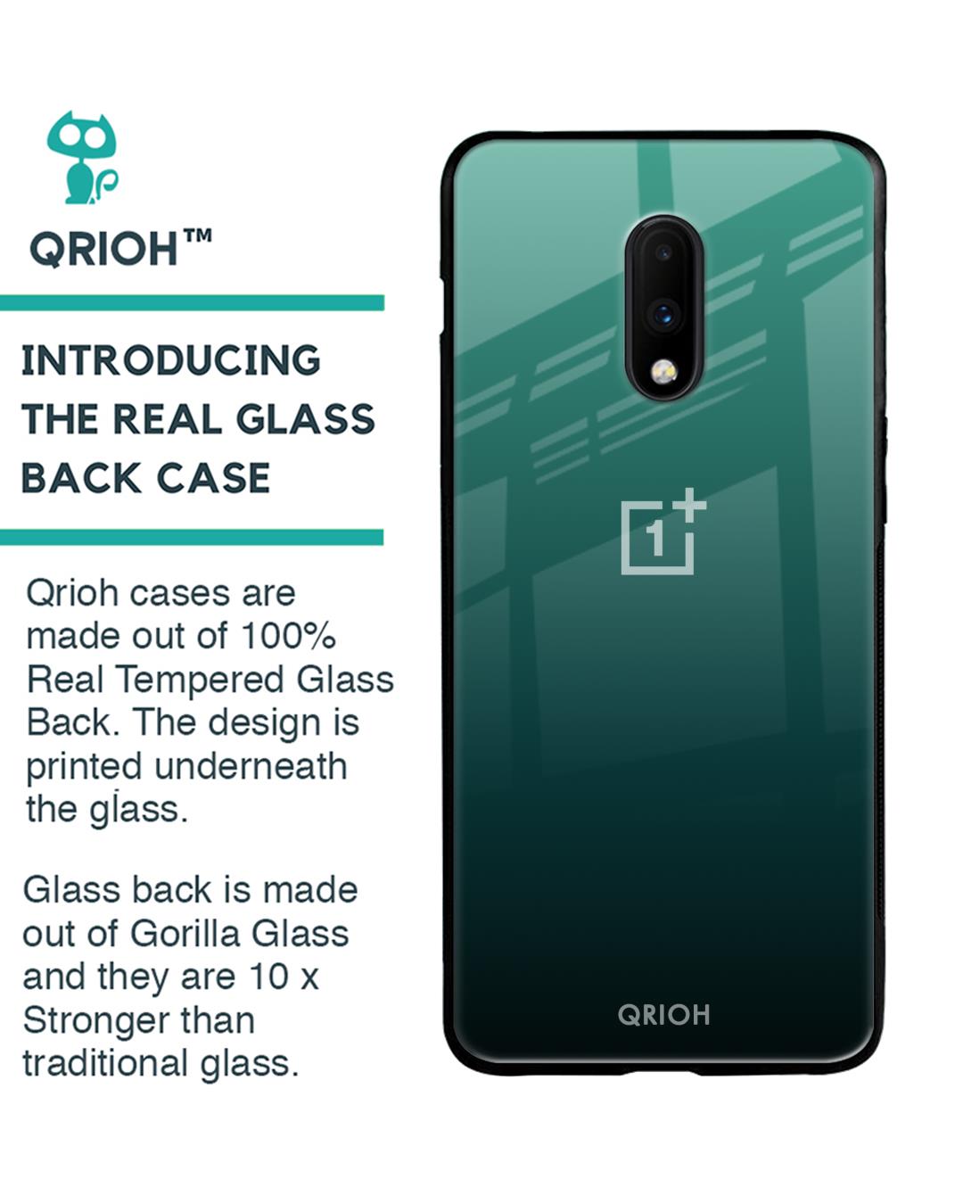 Shop Palm Green Premium Glass Cover For OnePlus 7 (Impact Resistant, Matte Finish)-Back