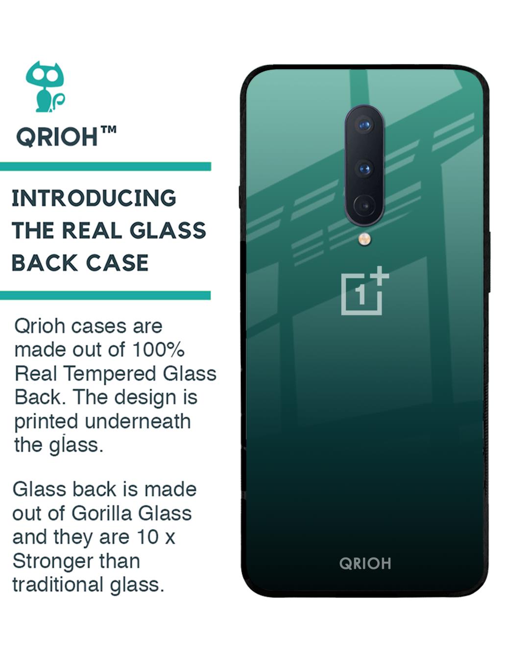 Shop Palm Green Premium Glass Cover For OnePlus 8 (Impact Resistant, Matte Finish)-Back