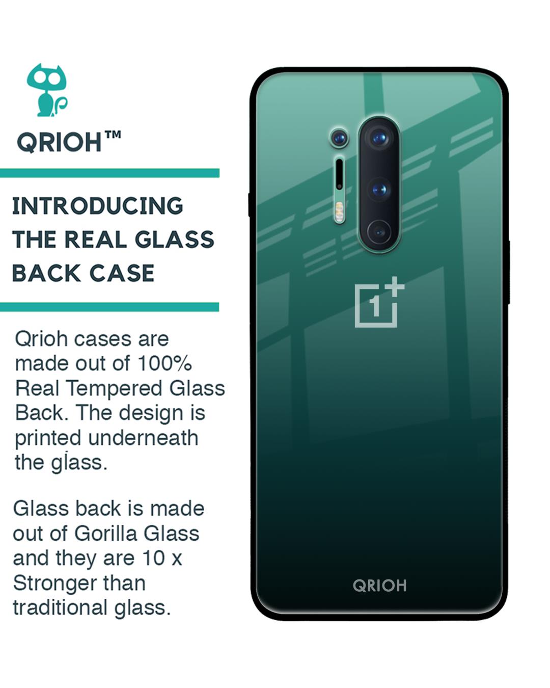 Shop Palm Green Premium Glass Cover For OnePlus 8 Pro (Impact Resistant, Matte Finish)-Back