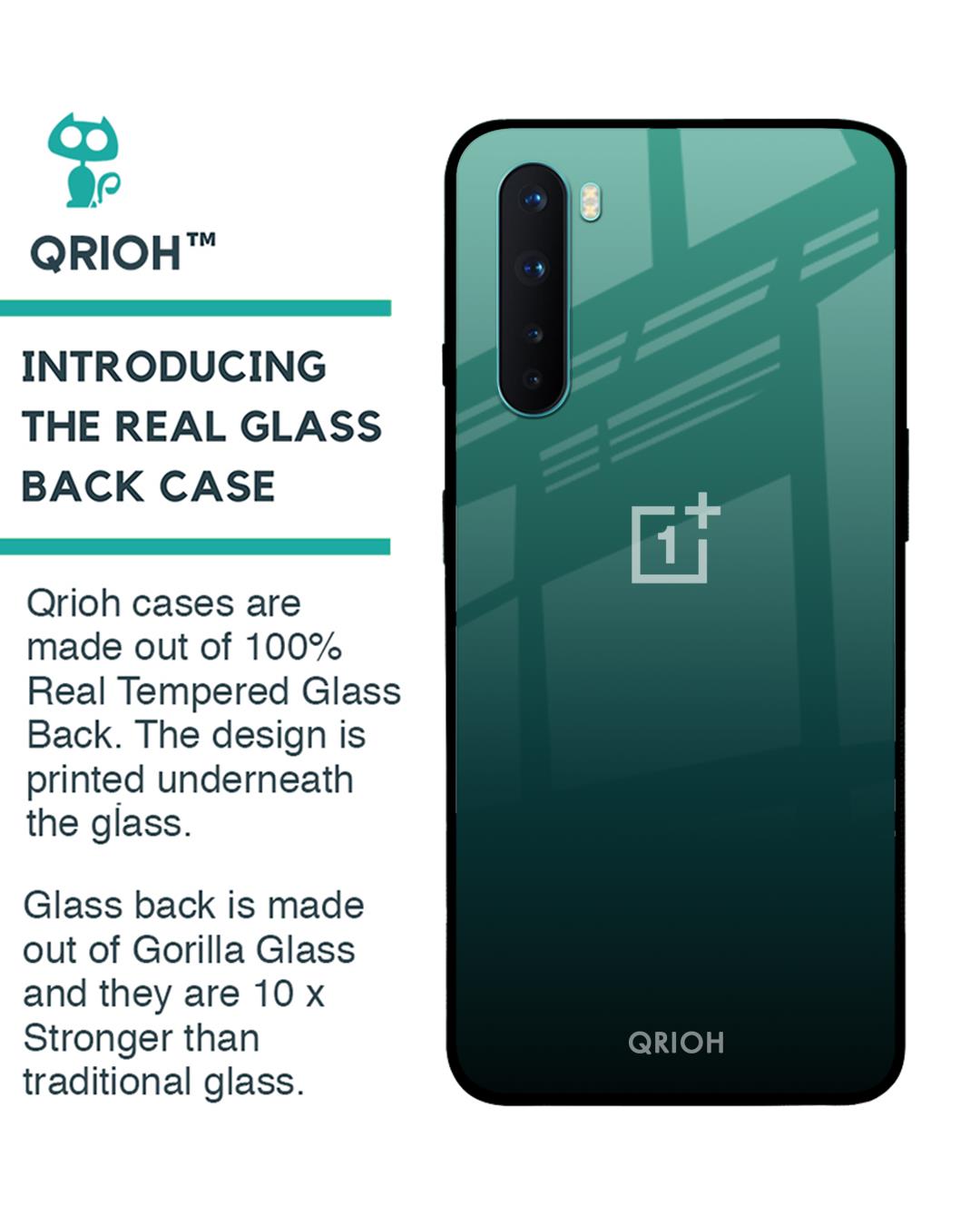 Shop Palm Green Premium Glass Cover For OnePlus Nord (Impact Resistant, Matte Finish)-Back