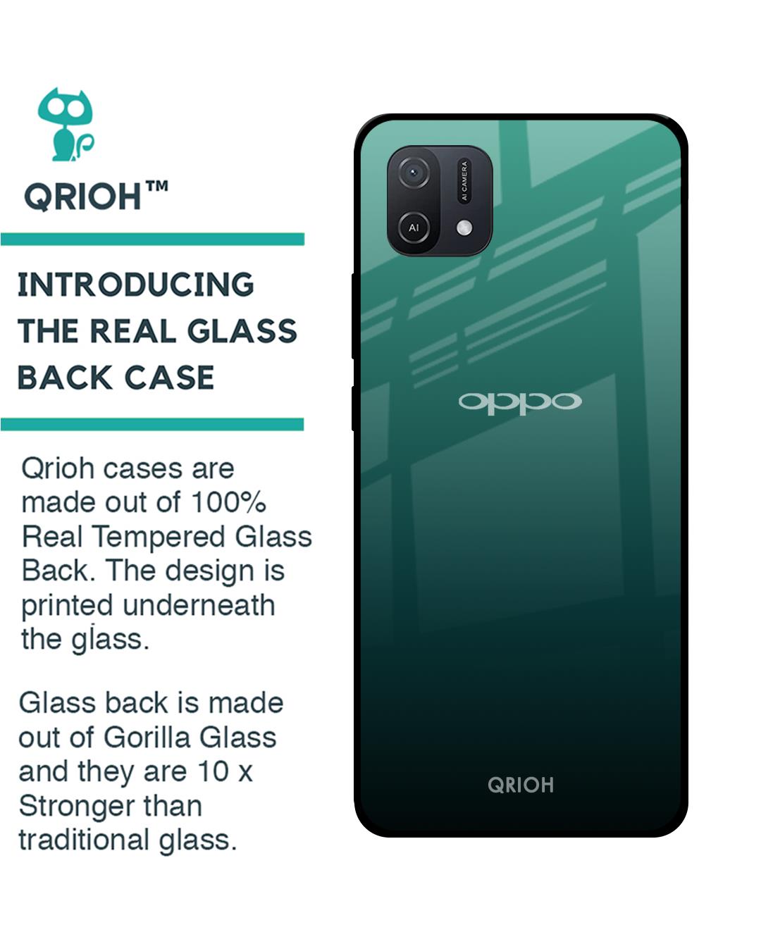 Shop Palm Green Premium Glass Cover For Oppo A16K (Impact Resistant, Matte Finish)-Back