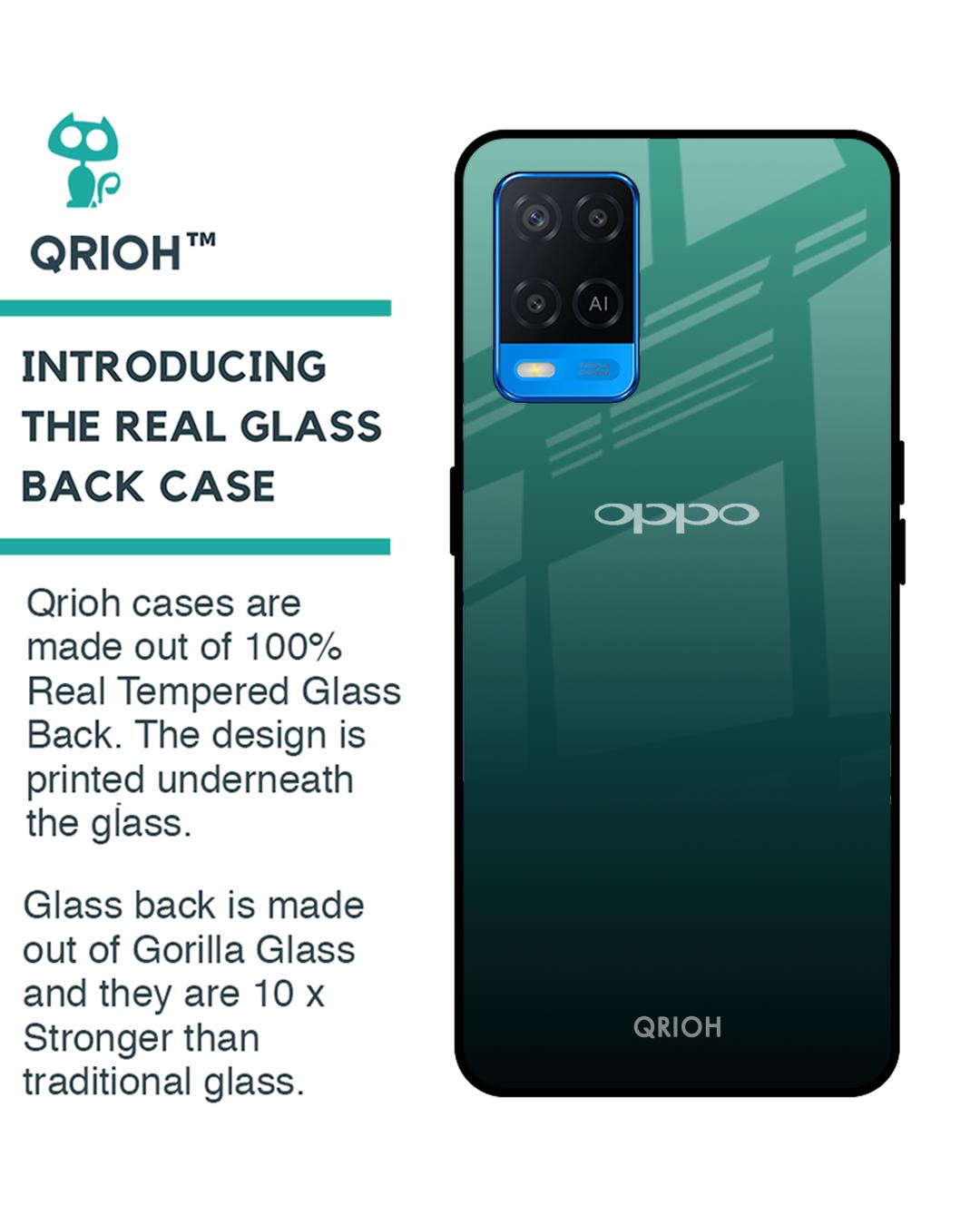Shop Palm Green Premium Glass Cover For Oppo A54 (Impact Resistant, Matte Finish)-Back