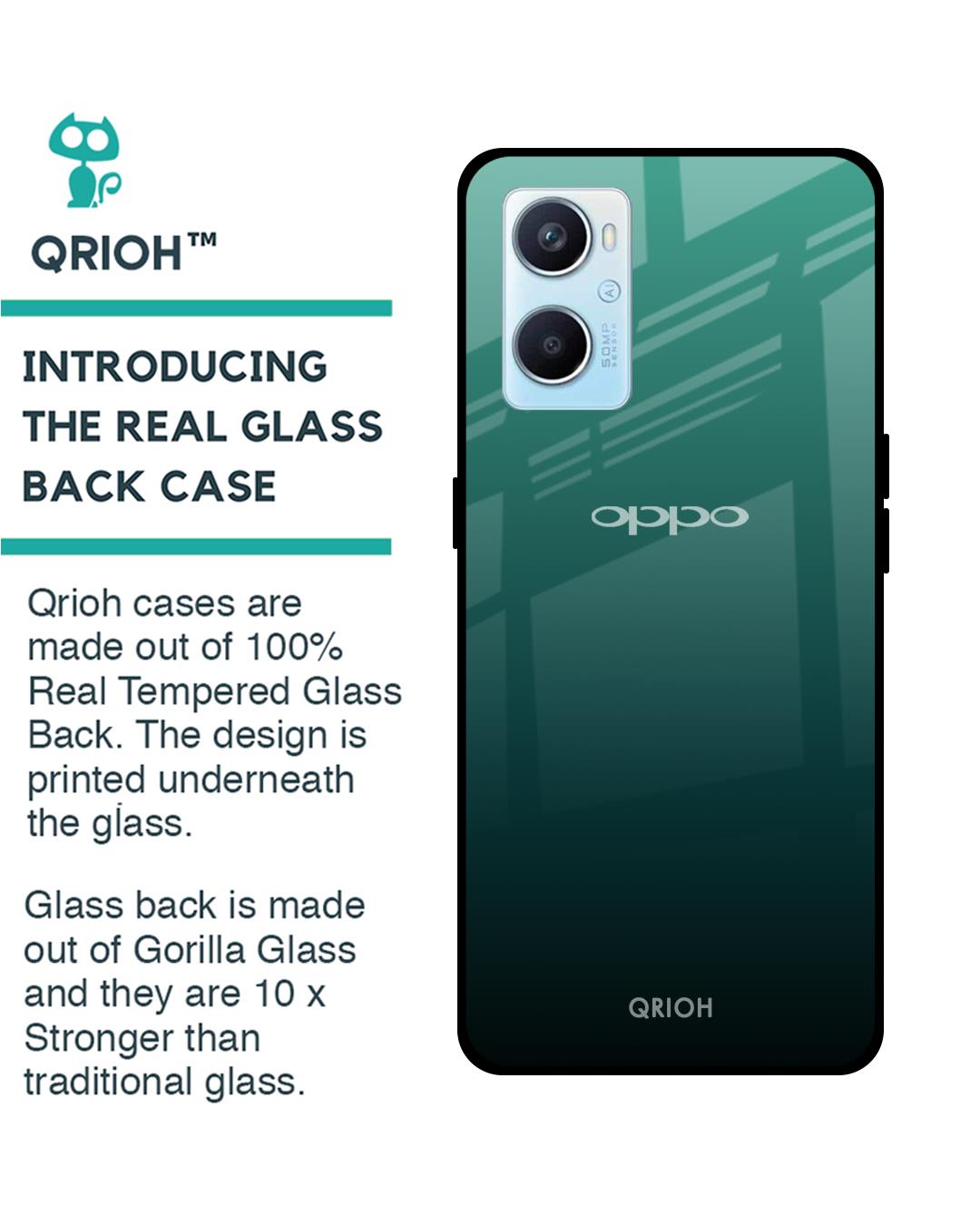 Shop Palm Green Premium Glass Cover For Oppo A96 (Impact Resistant, Matte Finish)-Back