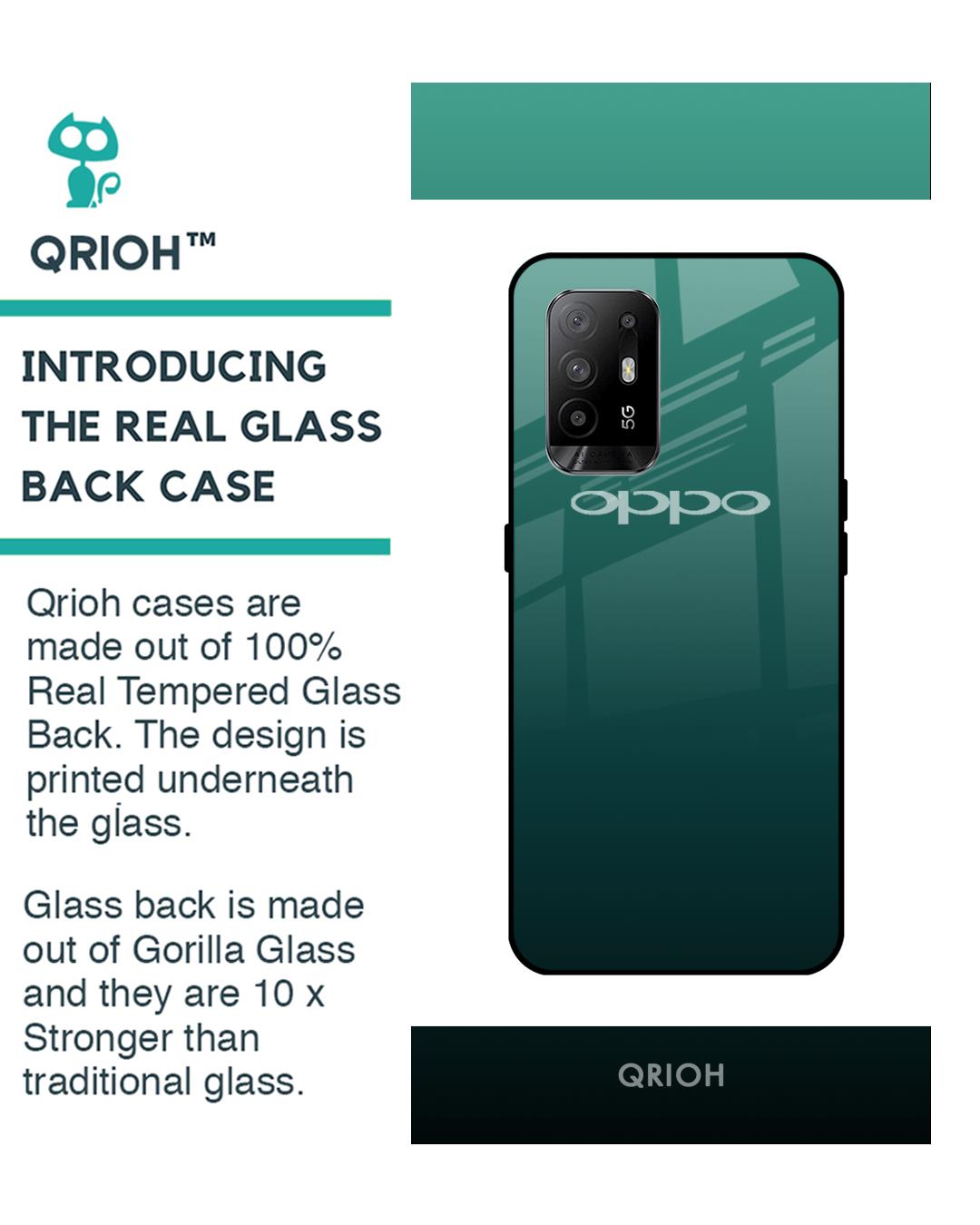 Shop Palm Green Premium Glass Cover For Oppo F19 Pro Plus (Impact Resistant, Matte Finish)-Back