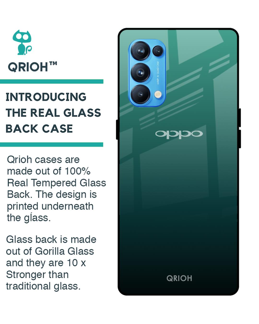Shop Palm Green Premium Glass Cover For Oppo Reno 5 Pro (Impact Resistant, Matte Finish)-Back