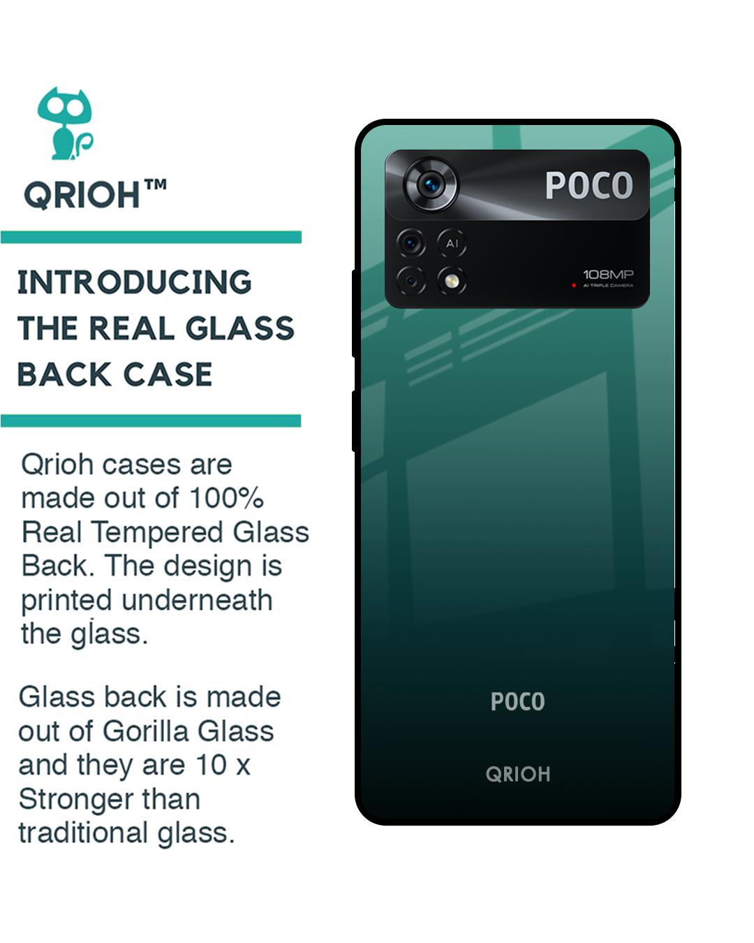 Shop Palm Green Premium Glass Cover for Poco X4 Pro 5G (Shock Proof, Scratch Resistant)-Back