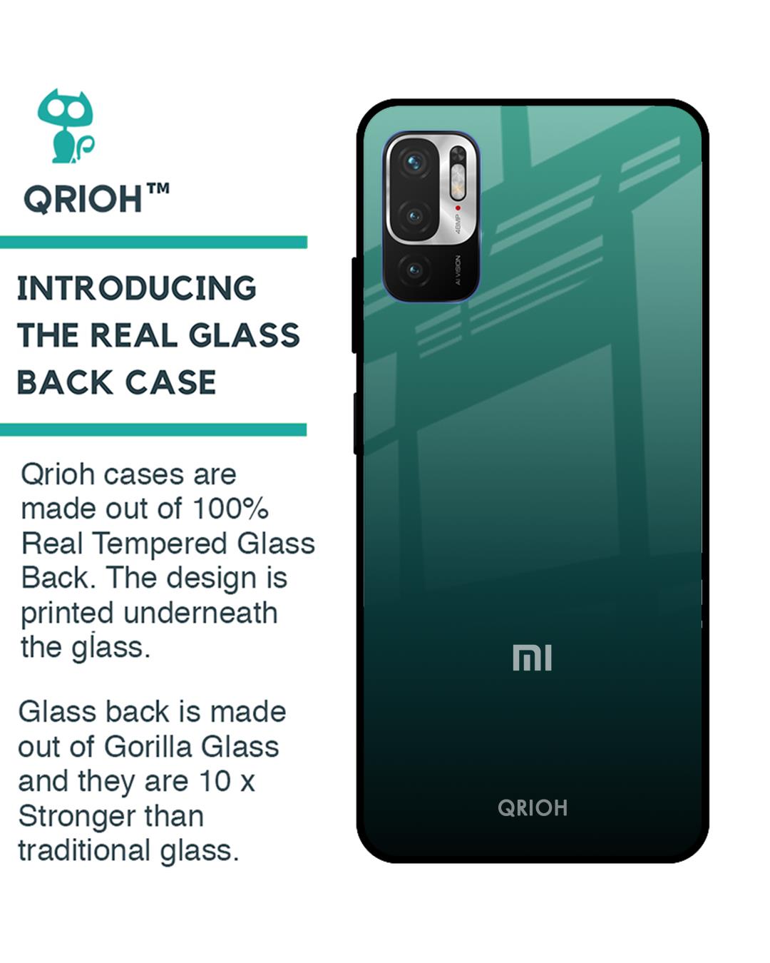 Shop Palm Green Premium Glass Cover For Redmi Note 10T 5G (Impact Resistant, Matte Finish)-Back
