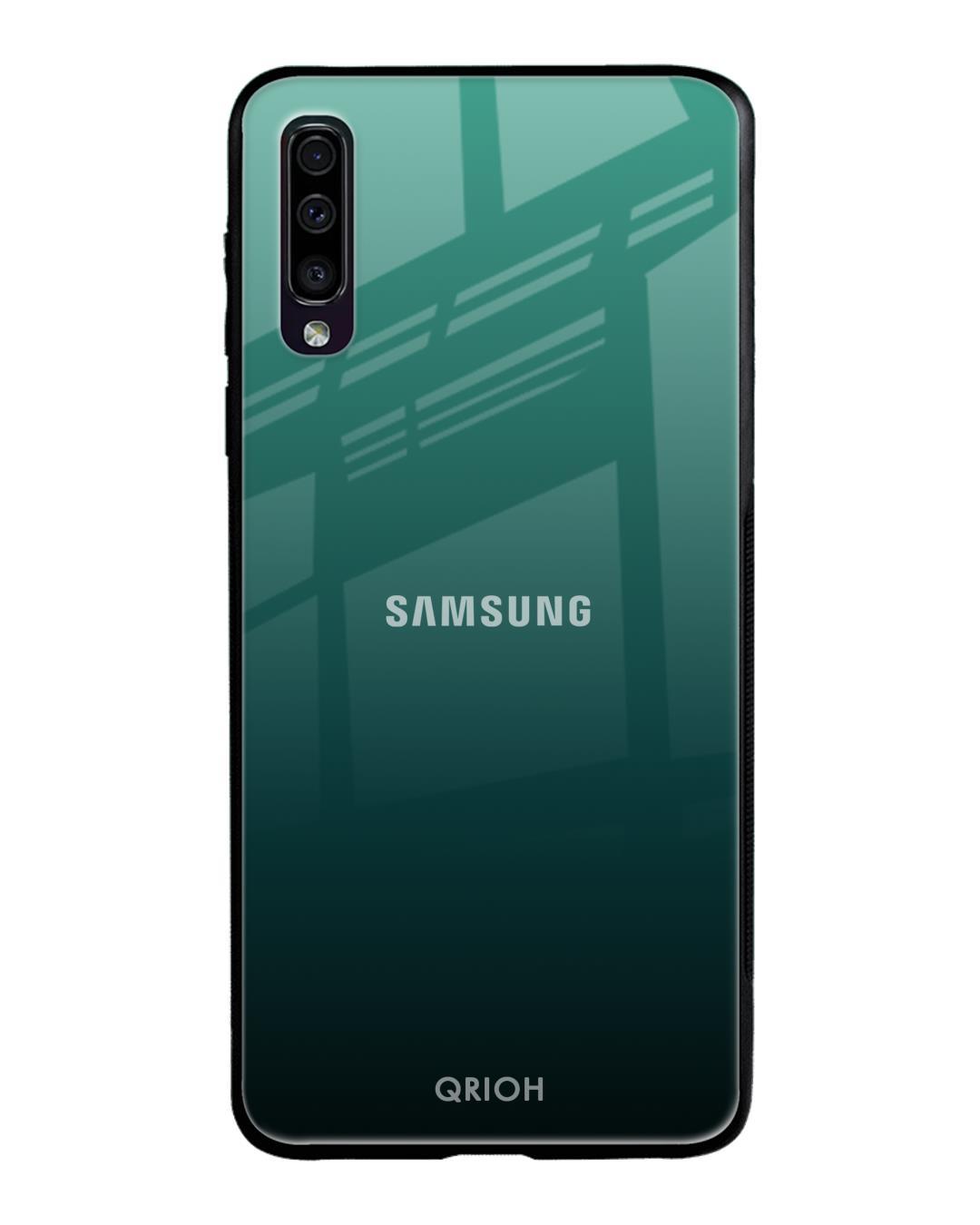 Shop Palm Green Premium Glass Cover For Samsung Galaxy A50(Impact Resistant, Matte Finish)-Back