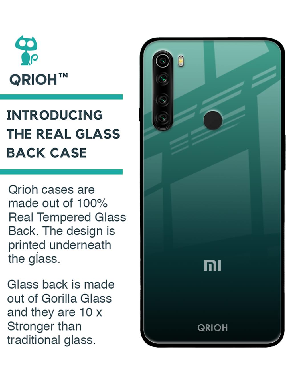 Shop Palm Green Premium Glass Cover For Xiaomi Redmi Note 8 (Impact Resistant, Matte Finish)-Back