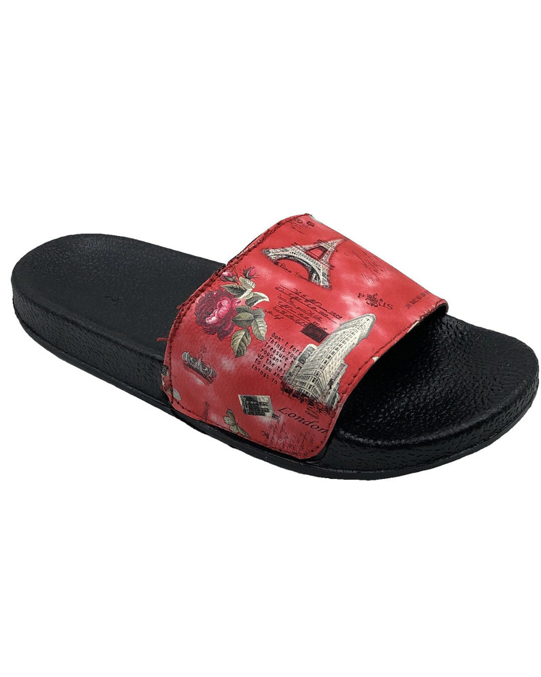 Shop Flat Building Red Slipper Slides Flipflops For Women-Back