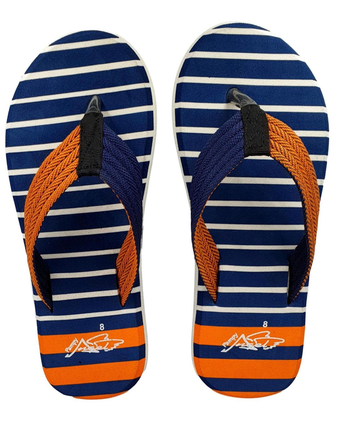 Shop Pampy Angel V 11 Stripes Orange Slipper FlipFlops Slides for Men-Back