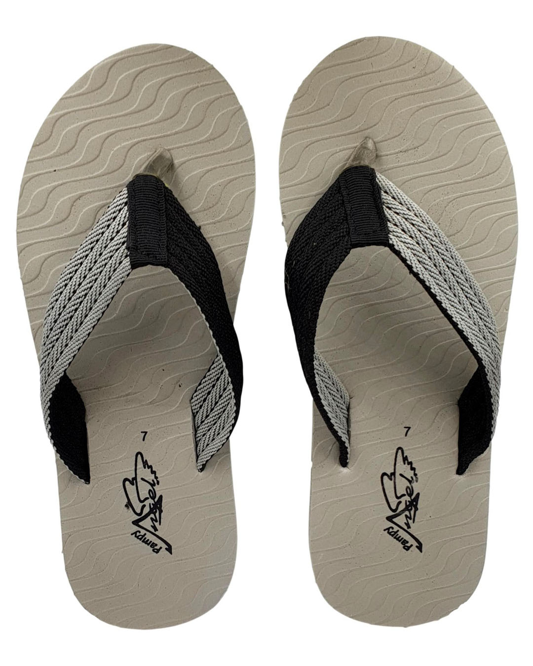 Shop Pampy Angel V Wave Grey Slipper FlipFlops Slides for Men-Back