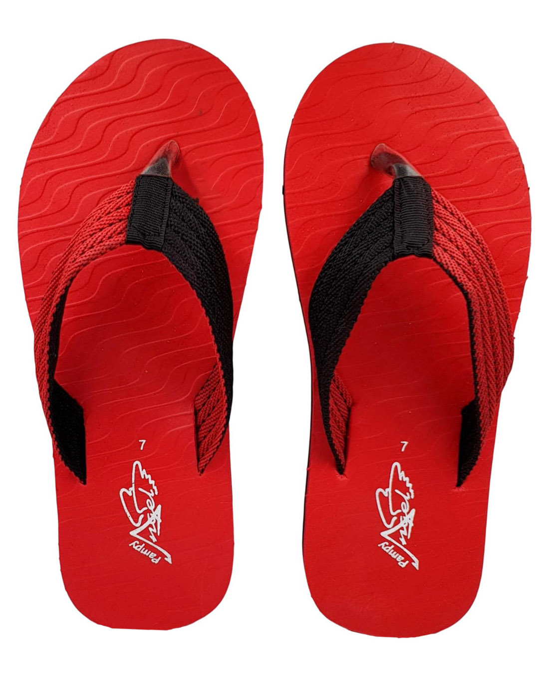 Shop Pampy Angel V Wave Red Slipper FlipFlops Slides for Men-Back