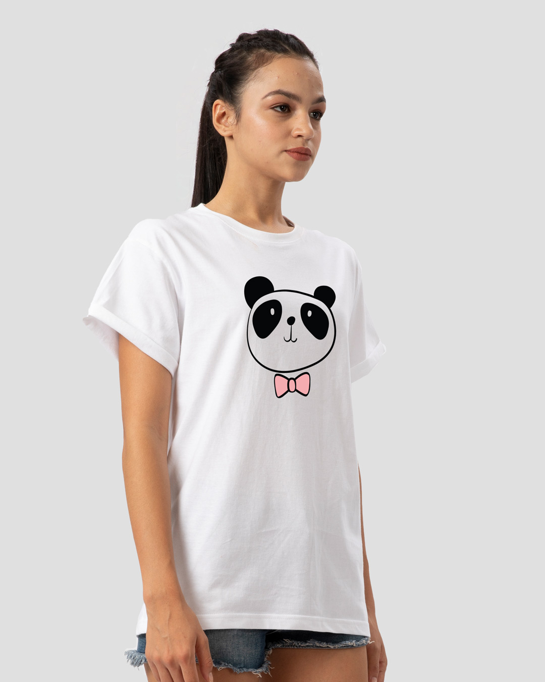 Shop Panda Bow Boyfriend T-Shirt-Back