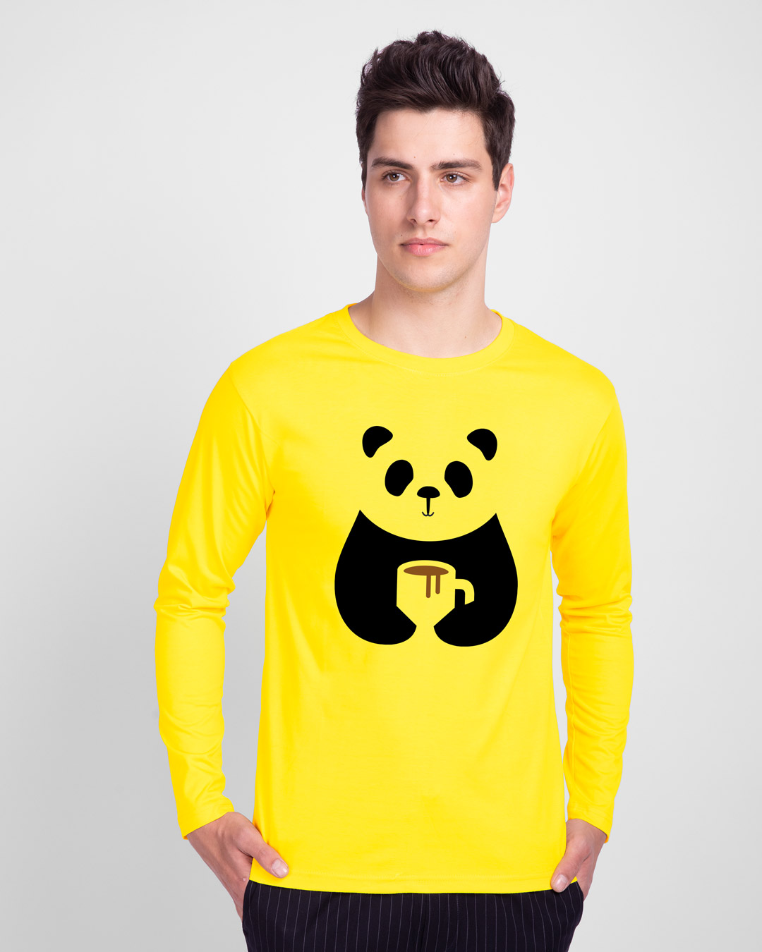 Shop Panda Coffee Full Sleeve T-Shirt Pineapple Yellow-Back