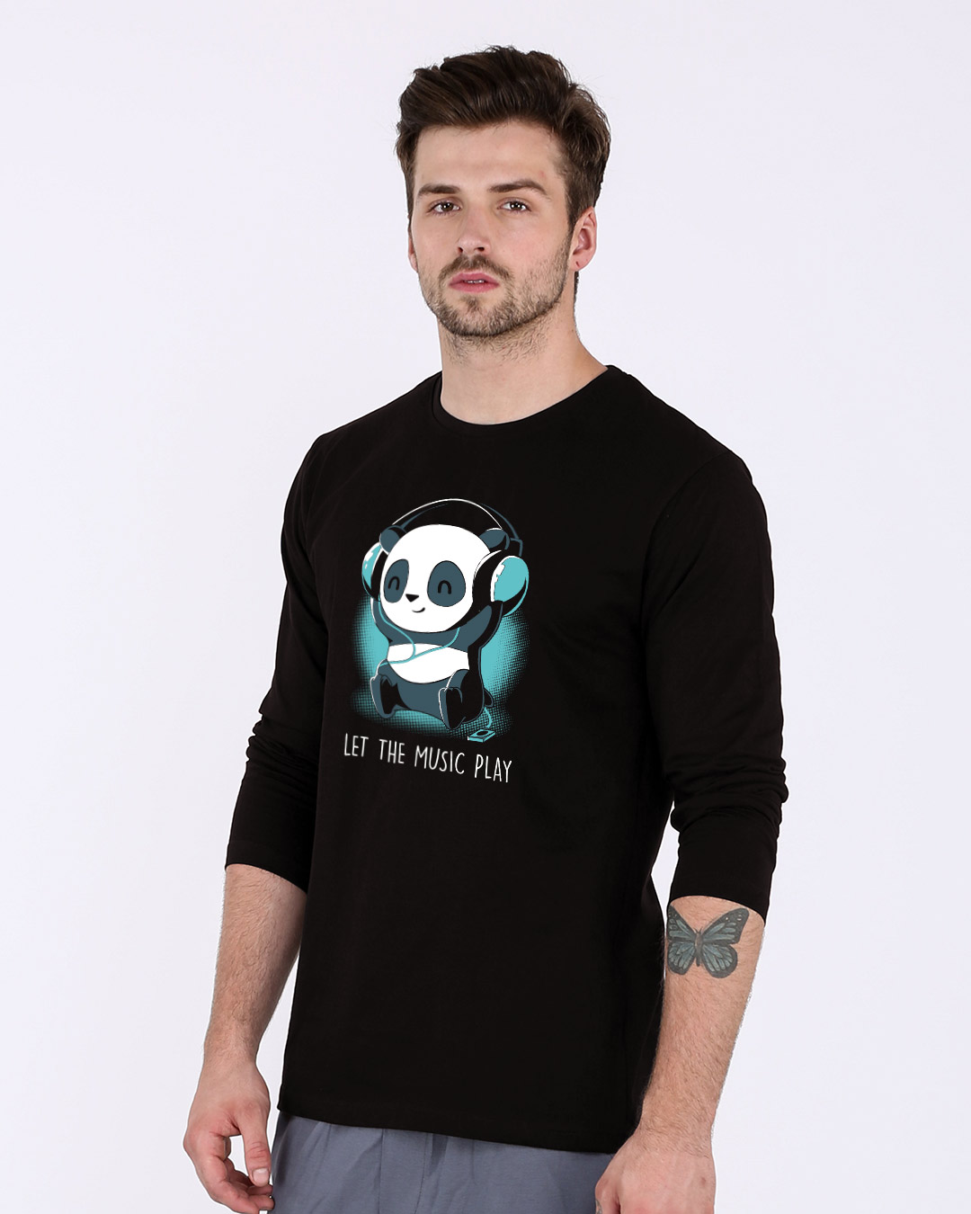 Shop Panda Headphones Full Sleeve T-Shirt-Back