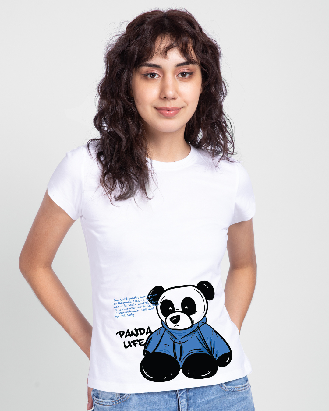 Buy Womens White Panda Life Graphic Printed Slim Fit T Shirt Online At Bewakoof 