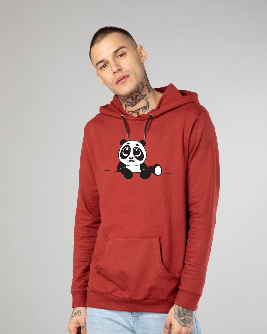 Shop Panda Peek Fleece Hoodie-Back