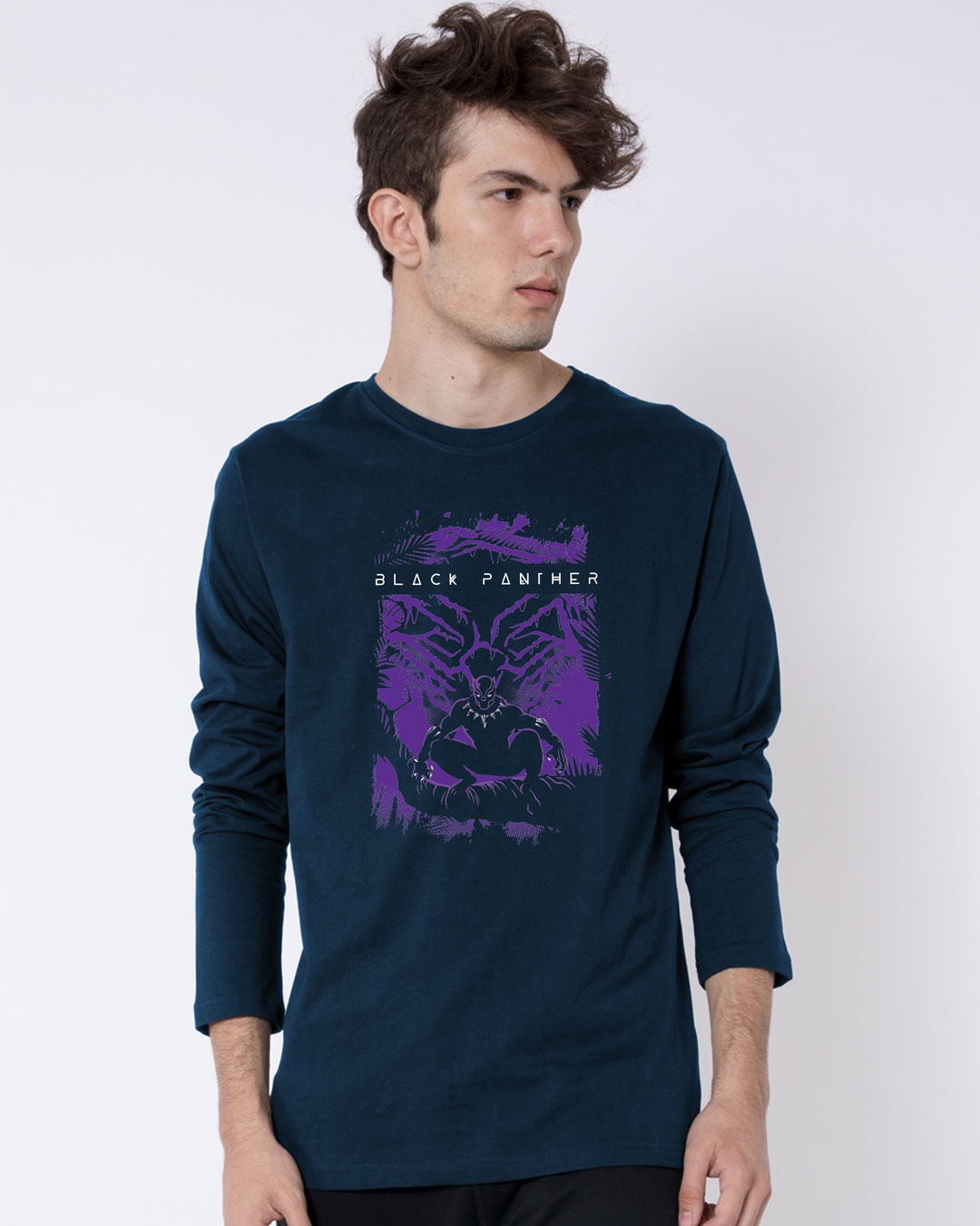 Shop Panther King Full Sleeve T-Shirt Navy Blue (AVL)-Back