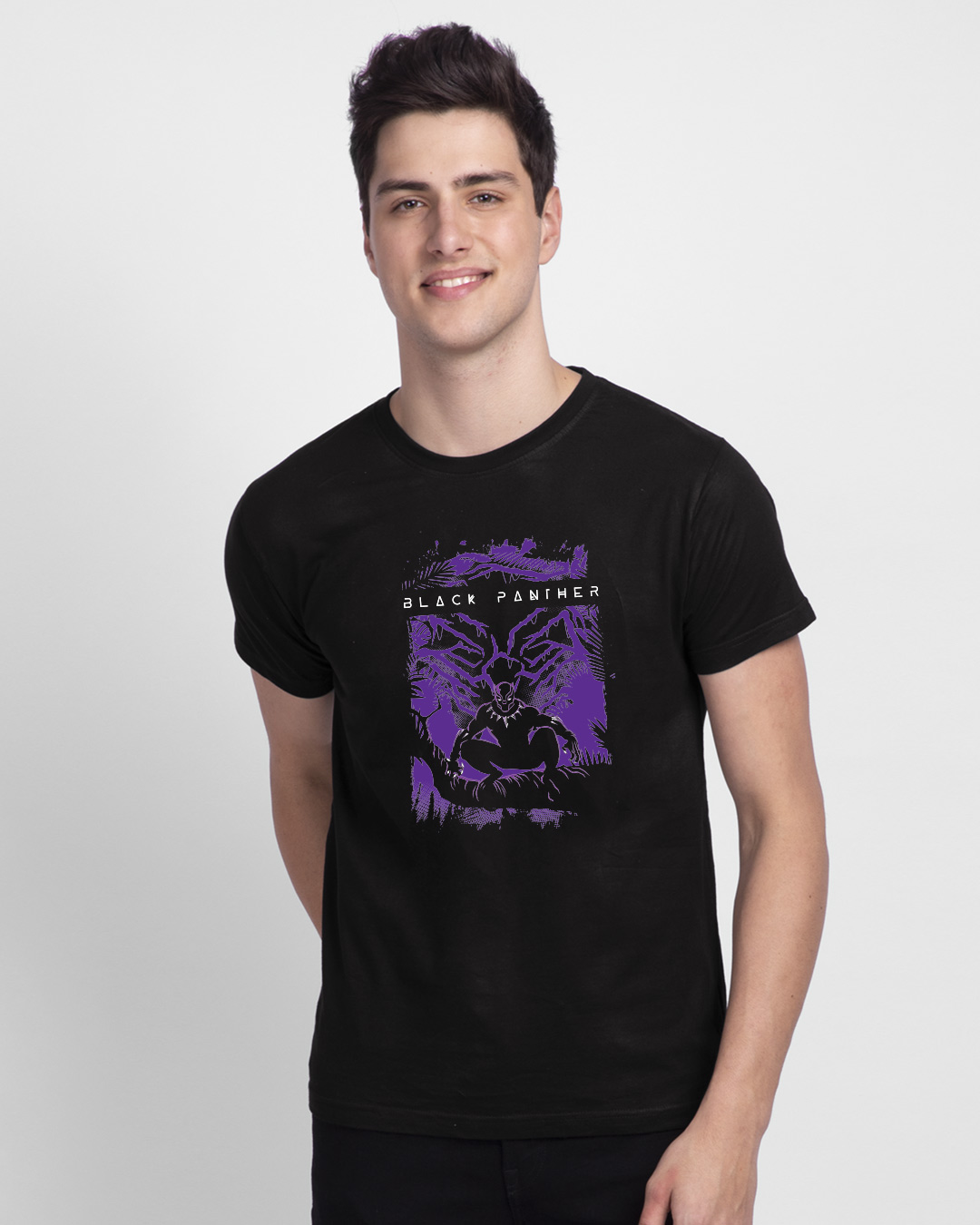 Shop Panther King Half Sleeve T-Shirt Black (AVL)-Back