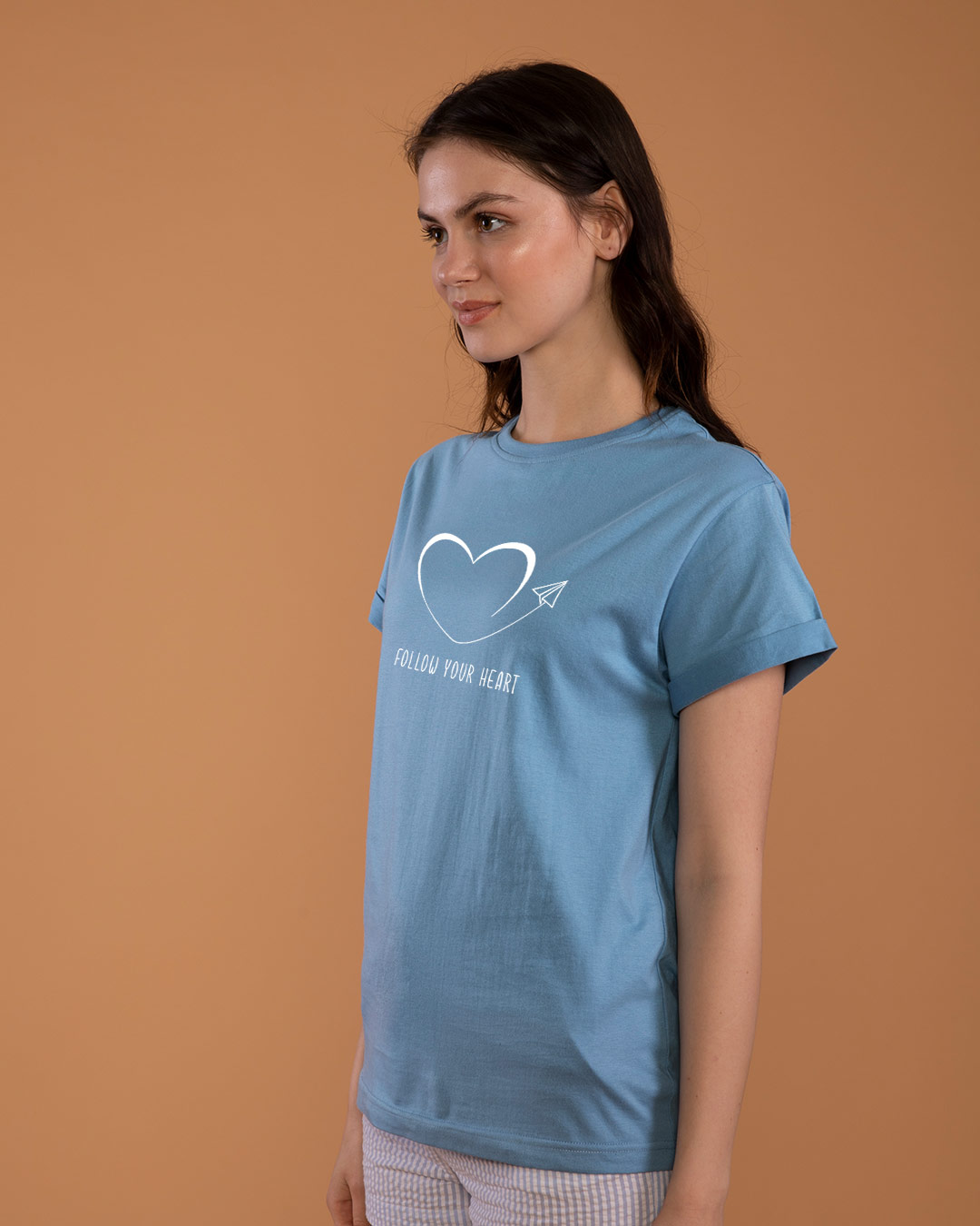 Shop Paper Plane Heart Boyfriend T-Shirt-Back