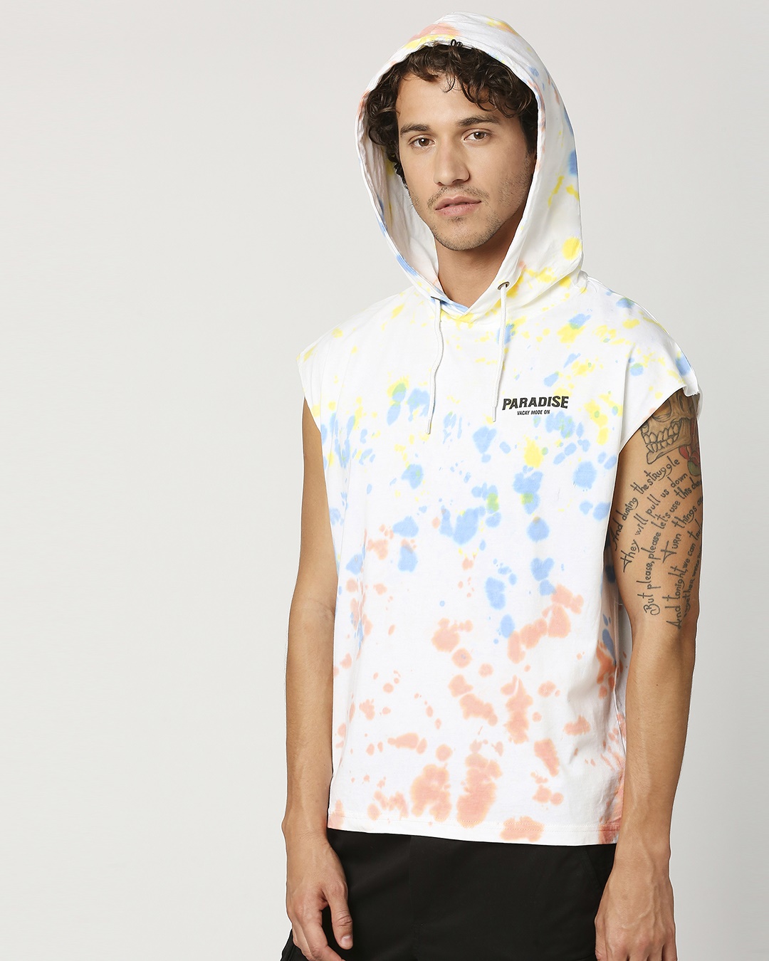 Shop Paradise Men's Tye & Dye Printed Hoodie Vest-Back