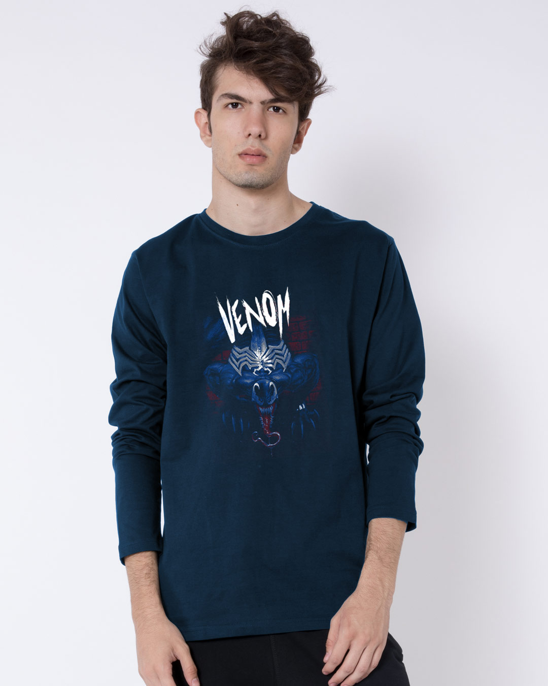 Shop Parasite Full Sleeve T-Shirt Navy Blue (SML)-Back