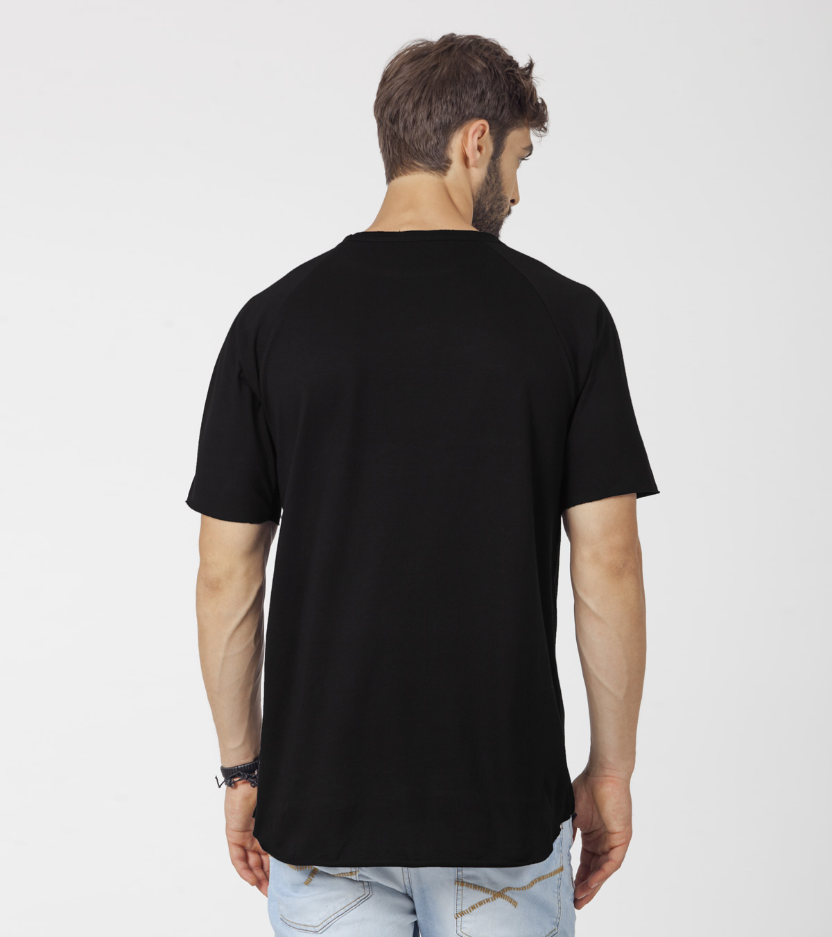 Shop Parasite Half Sleeve Longline T-Shirt Black (SML)-Back