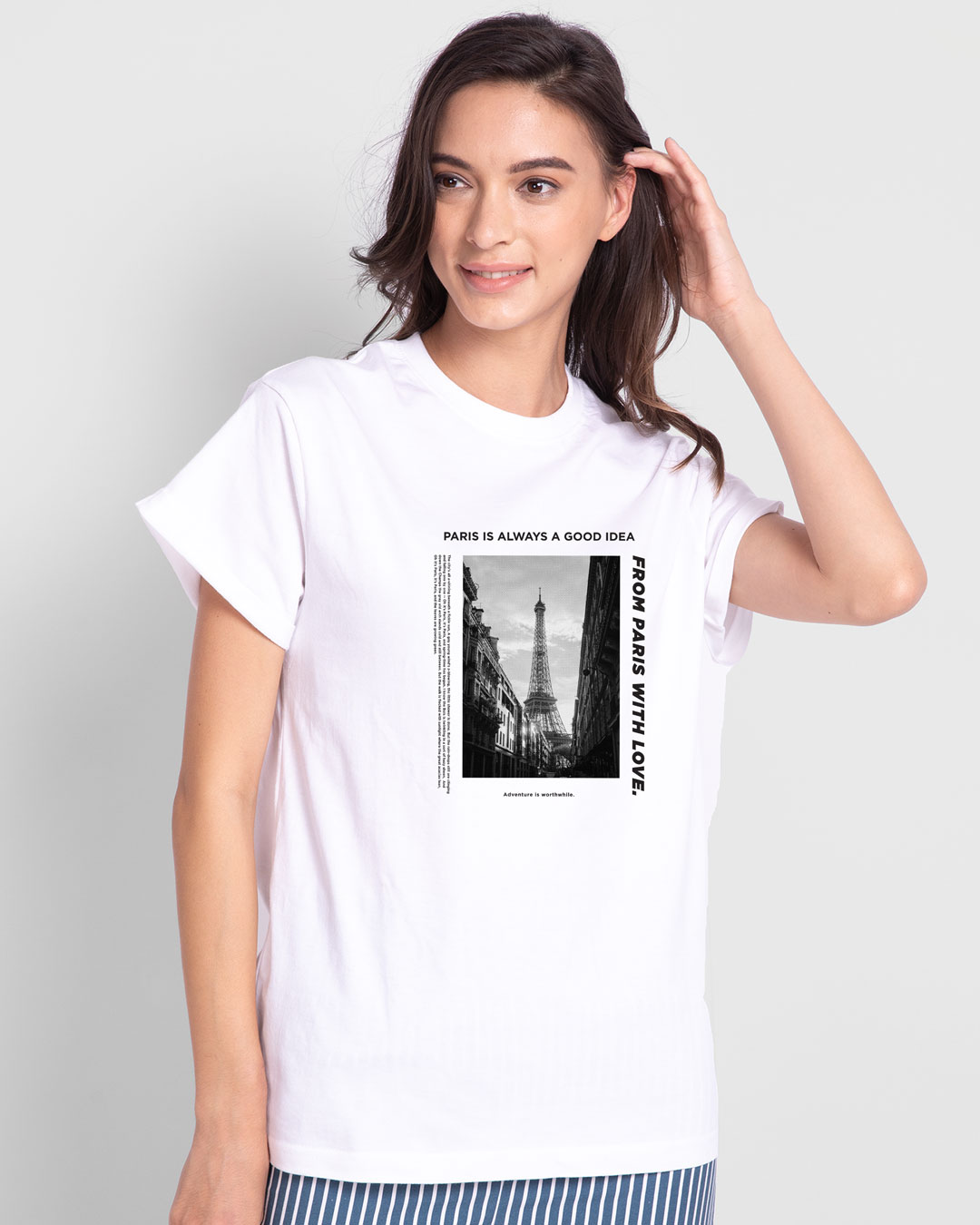 Shop Paris With Love Boyfriend T-Shirt White-Back