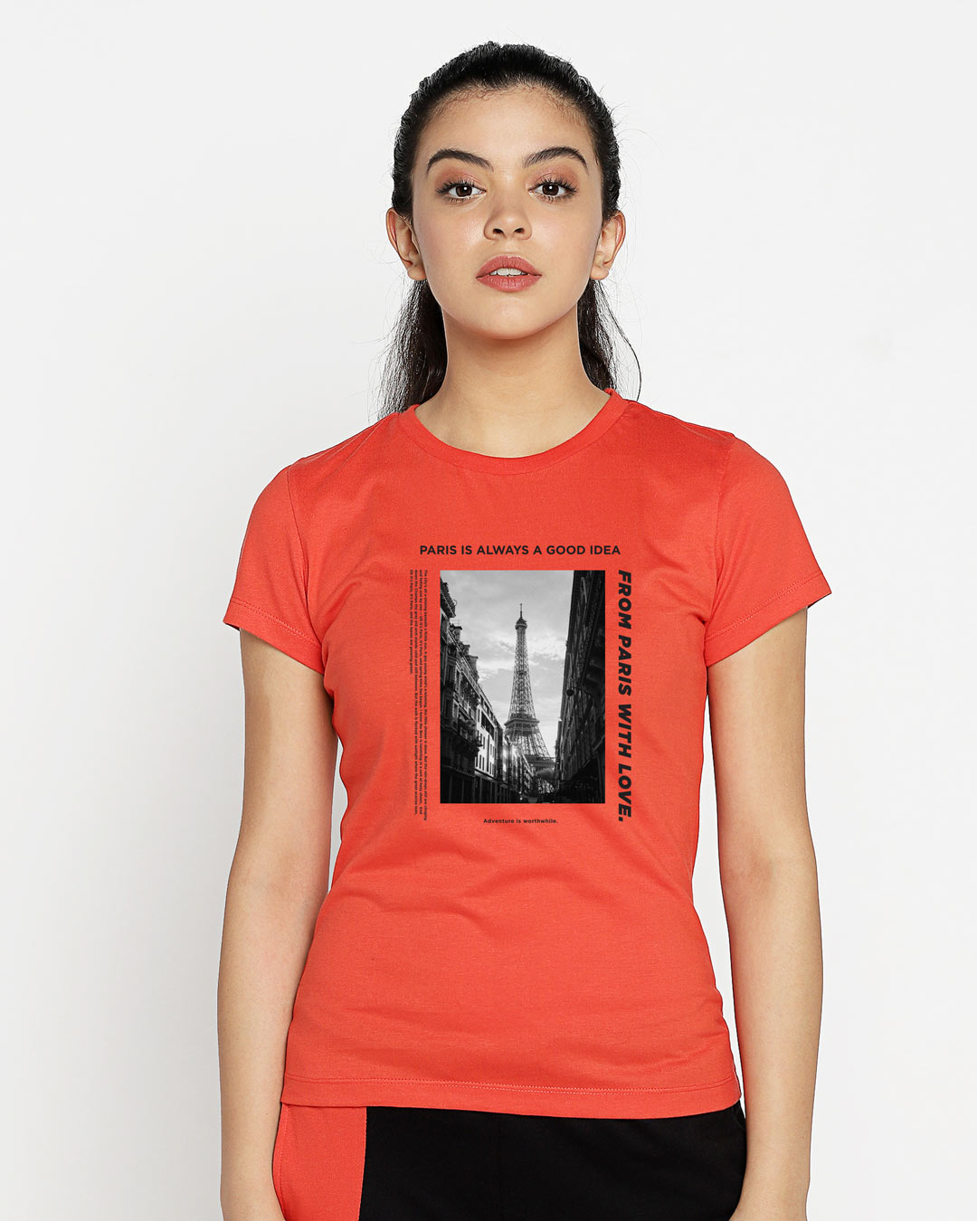 Shop Paris With Love Half Sleeve Printed T-Shirt Oxyfire-Back
