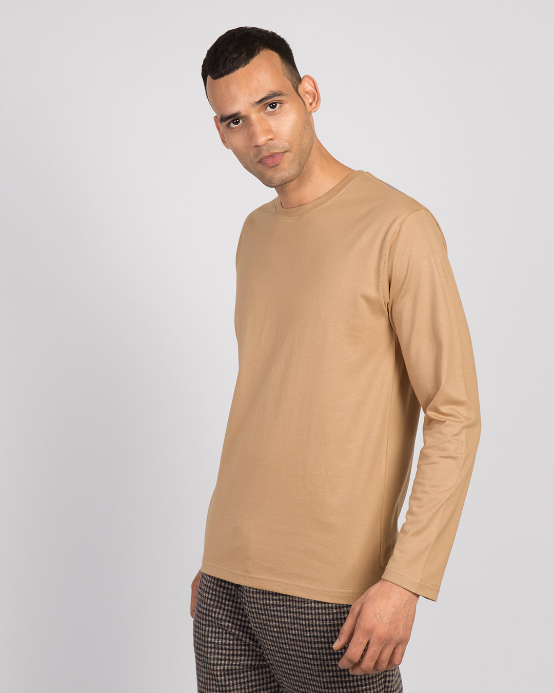 Shop Pastel Beige Full Sleeve T-Shirt-Back