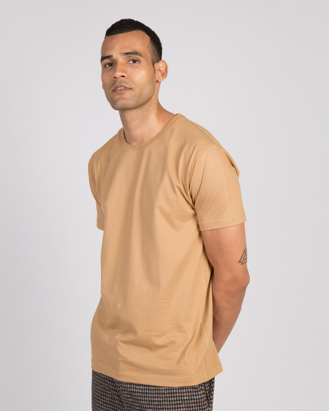 Shop Pastel Beige Half Sleeve T-Shirt-Back