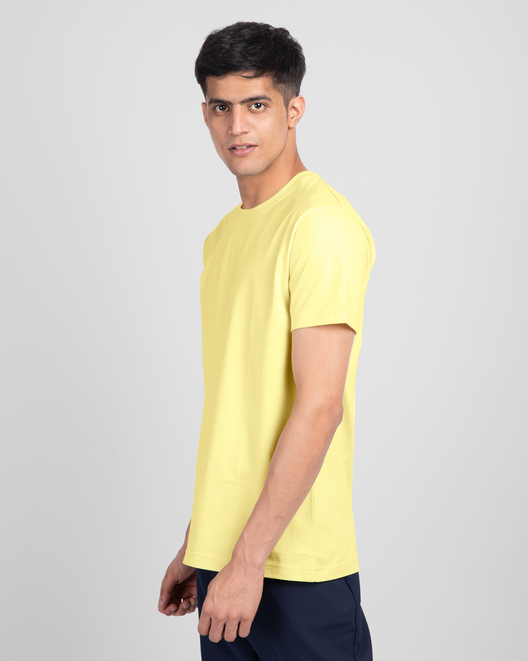 Shop Pastel Yellow Half Sleeve T-Shirt-Back