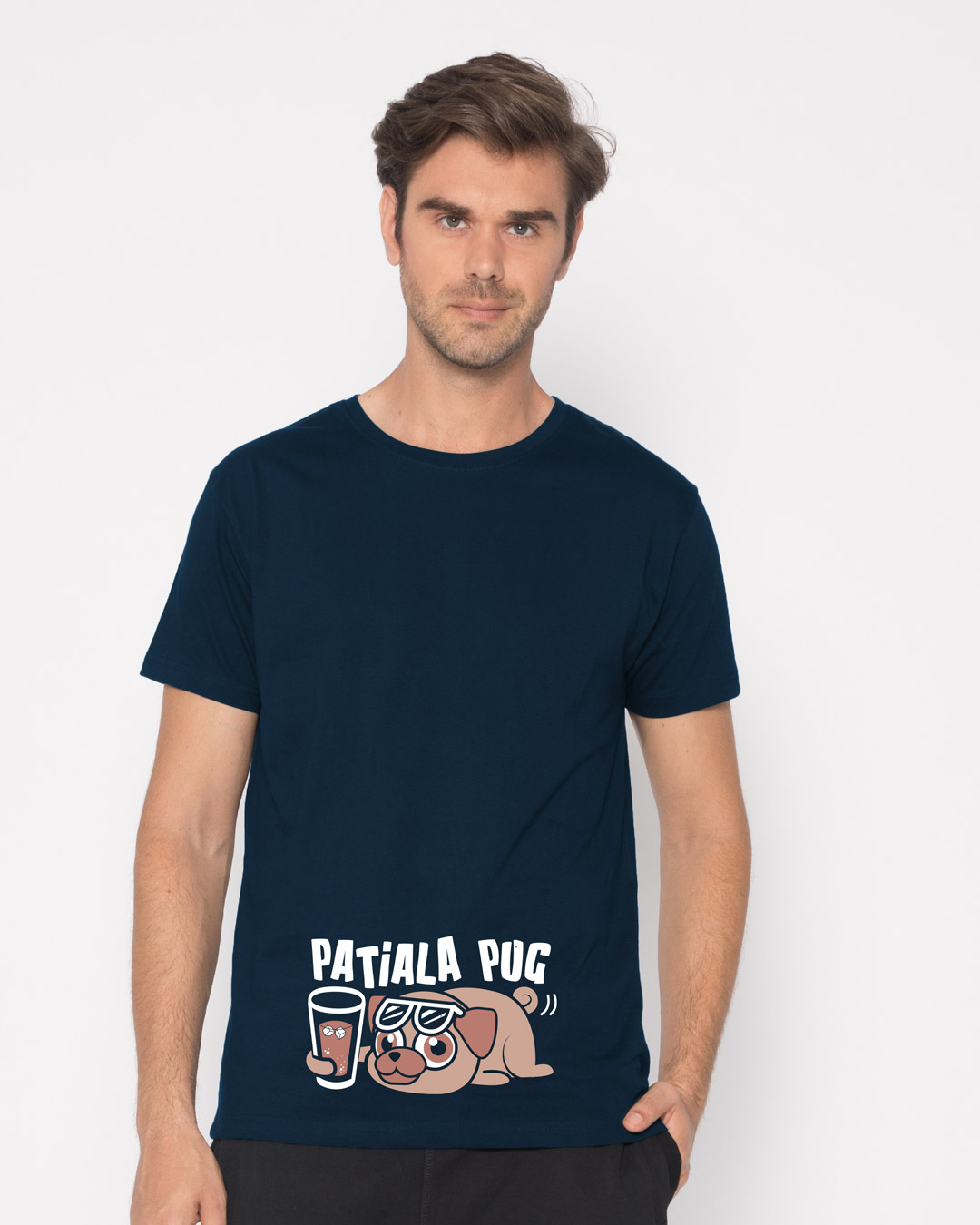 Shop Patiala Pug Half Sleeve T-Shirt-Back