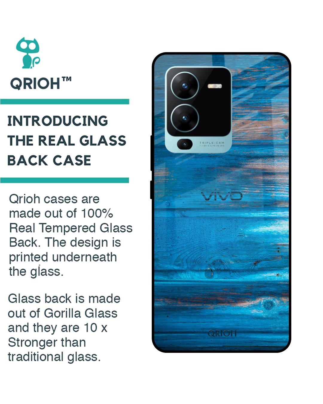Shop Patina Finish Printed Premium Glass case for Vivo V25 Pro (Shock Proof,Scratch Resistant)-Back