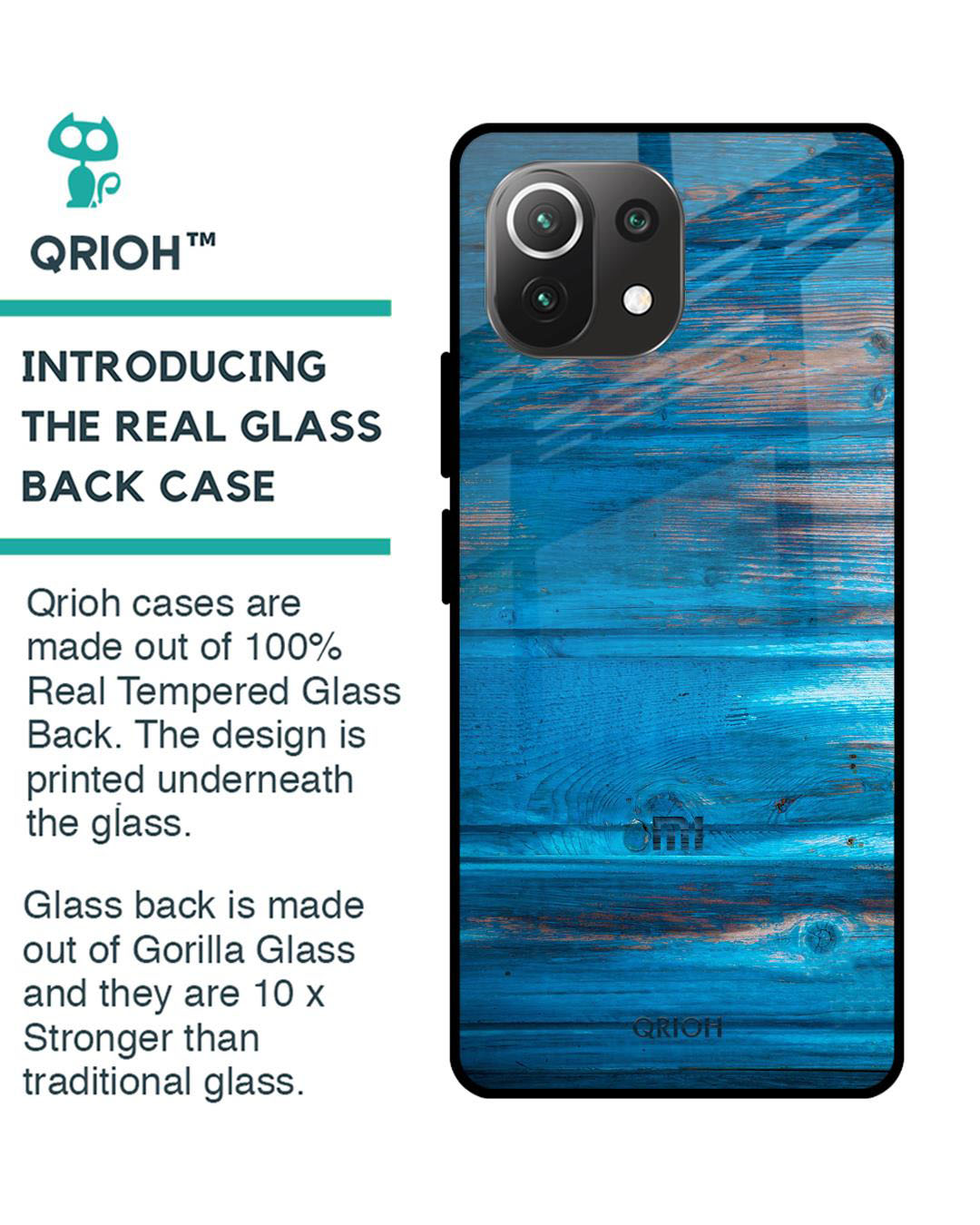 Shop Patina Finish Printed Premium Glass Cover for Mi 11 Lite (Shock Proof, Lightweight)-Back