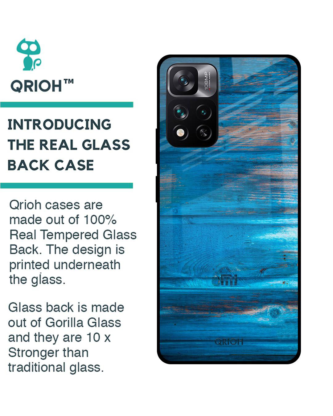 Shop Patina Finish Printed Premium Glass Cover for Mi 11i (Shock Proof, Lightweight)-Back