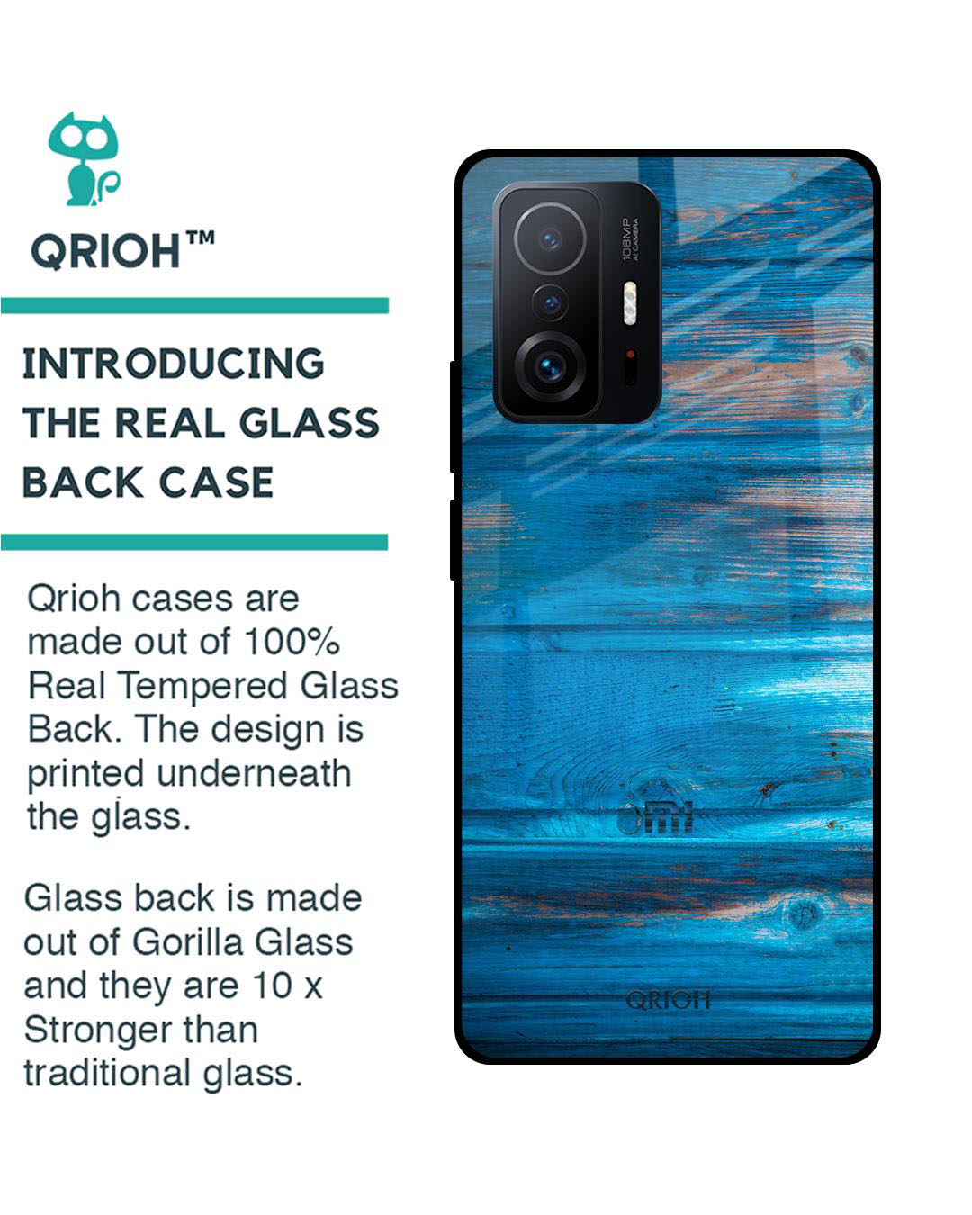Shop Patina Finish Printed Premium Glass Cover for Mi 11T Pro 5G (Shock Proof, Lightweight)-Back