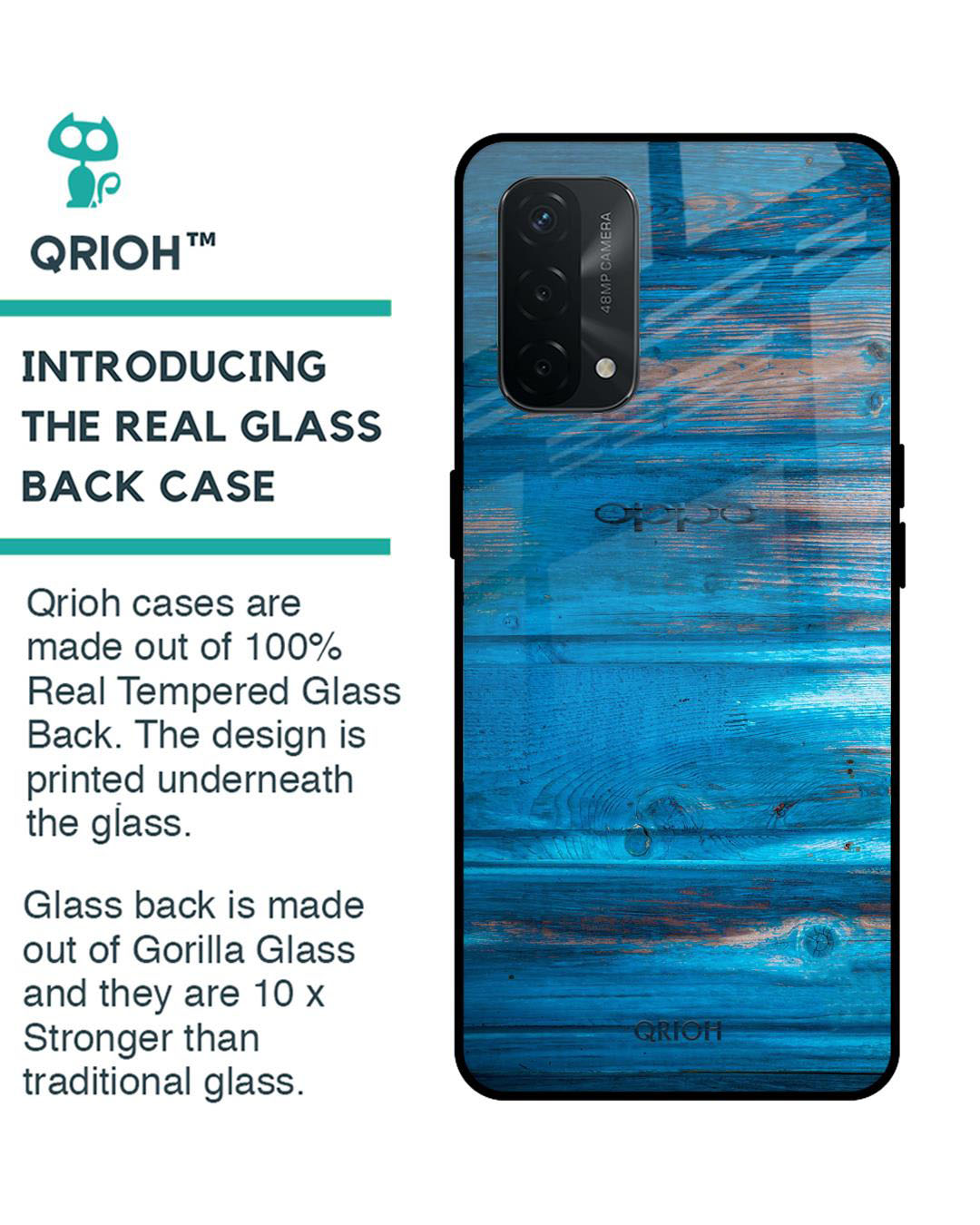 Shop Patina Finish Printed Premium Glass Cover for Oppo A74 (Shock Proof, Lightweight)-Back