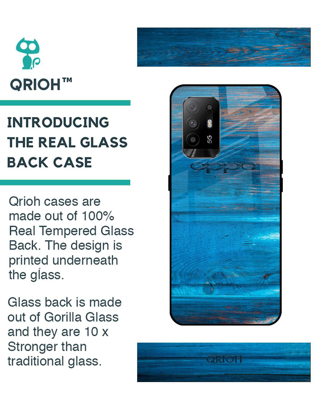 Shop Patina Finish Printed Premium Glass Cover for Oppo F19 Pro Plus (Shock Proof, Lightweight)-Back