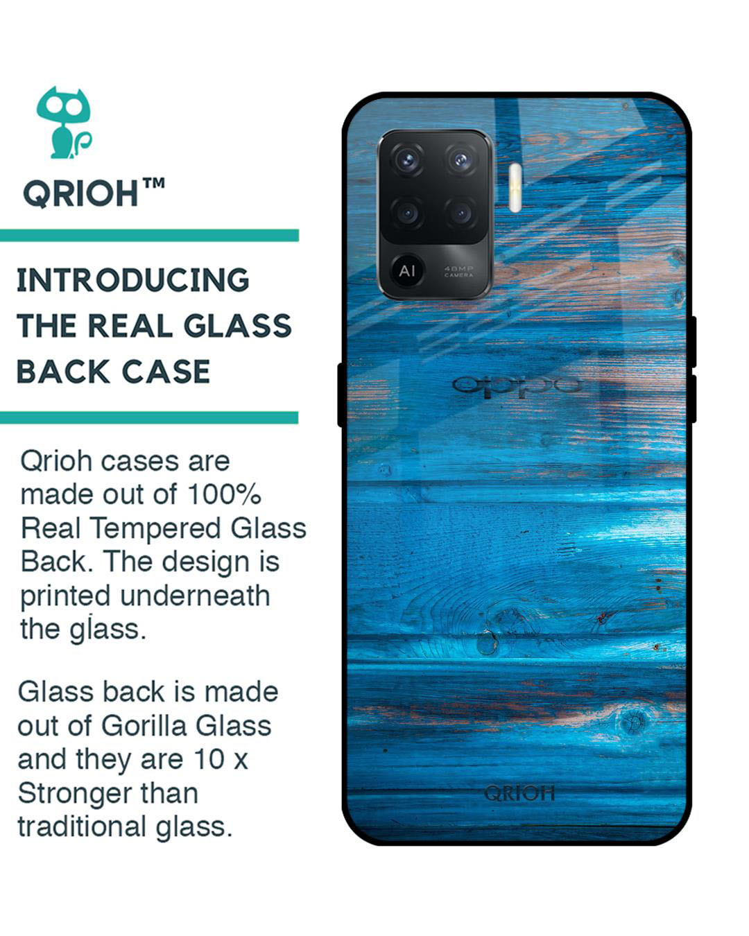 Shop Patina Finish Printed Premium Glass Cover for Oppo F19 Pro (Shock Proof, Lightweight)-Back