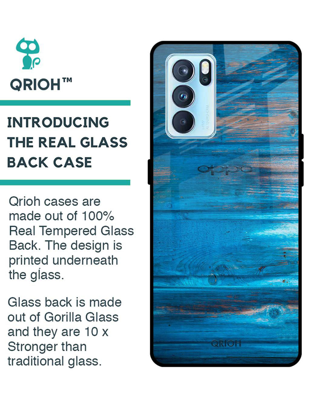 Shop Patina Finish Printed Premium Glass Cover for Oppo Reno 6 Pro (Shock Proof, Lightweight)-Back