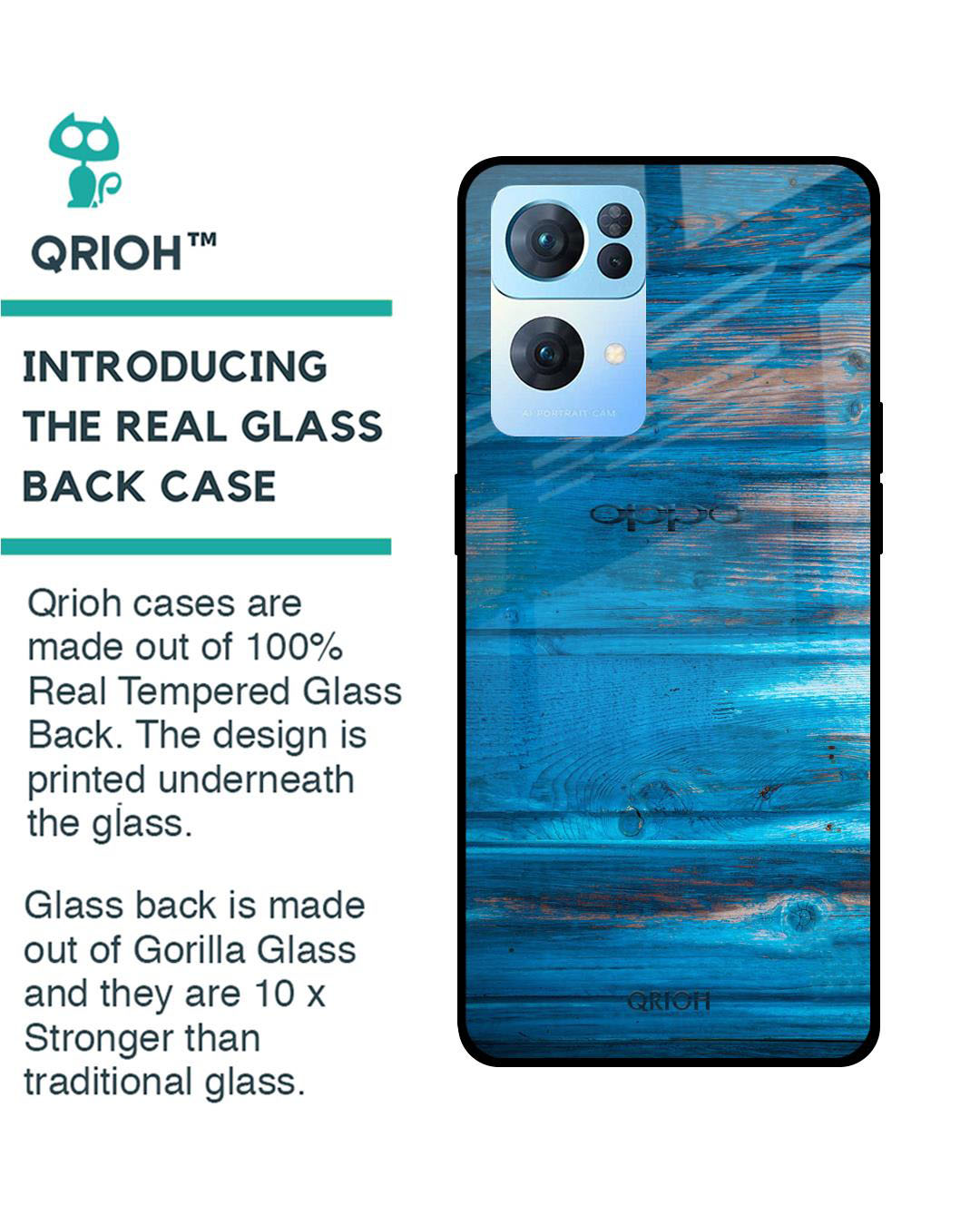 Shop Patina Finish Printed Premium Glass Cover for Oppo Reno 7 Pro 5G (Shock Proof, Lightweight)-Back