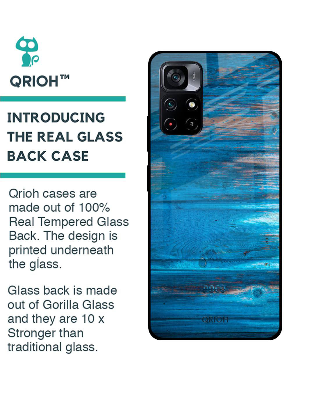 Shop Patina Finish Printed Premium Glass Cover for Poco M4 Pro 5G (Shock Proof, Lightweight)-Back